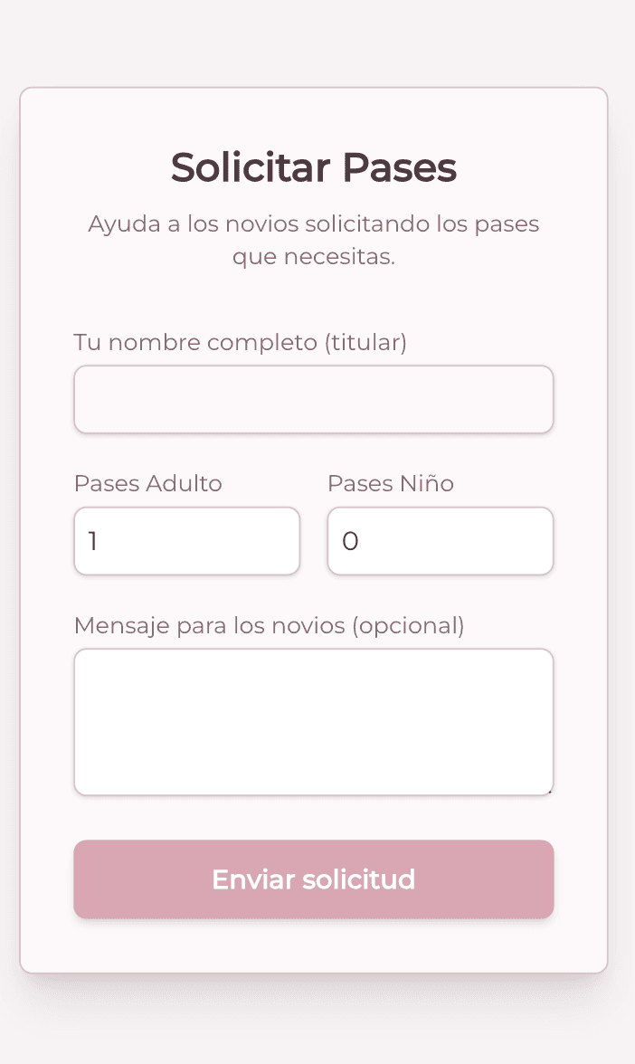 Sección de regalos en la invitación digital.